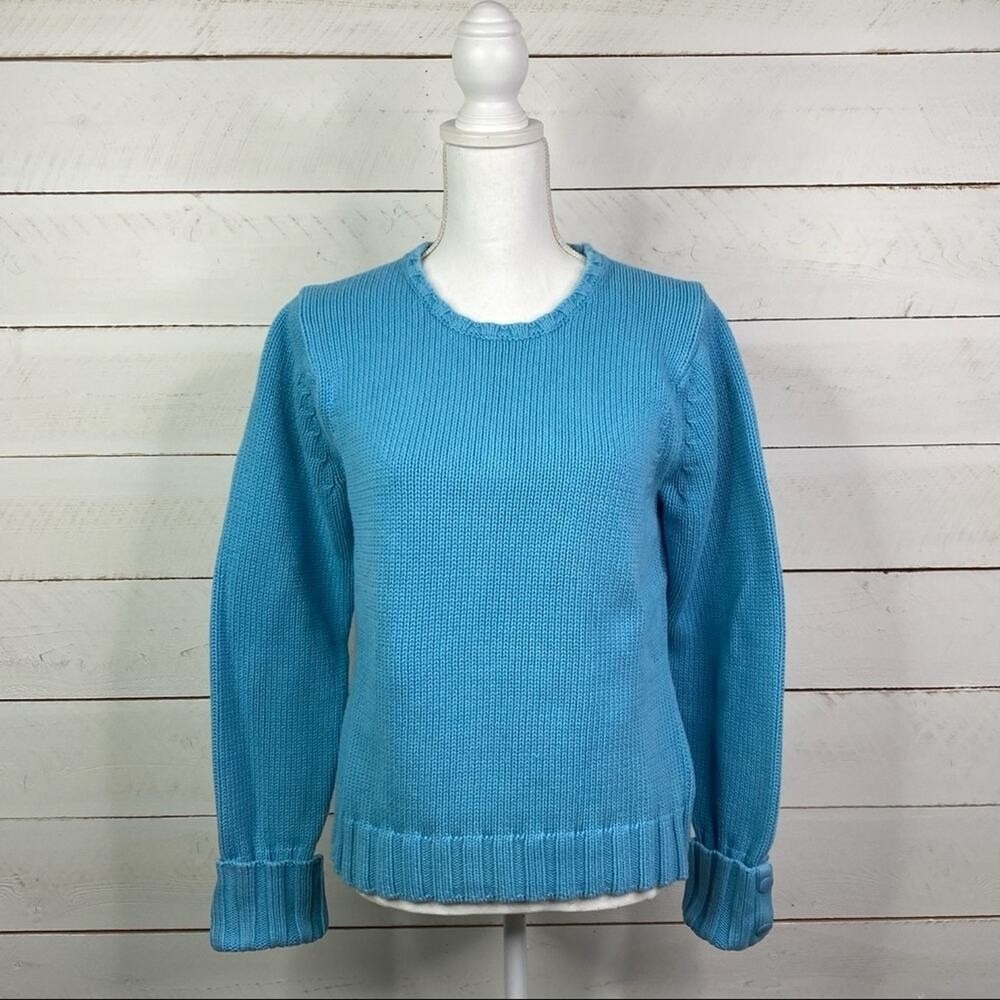 GAP Blue Knitted‎ Cuff Sweater Sweatshirt Scoop Neck Long Sleeve Top Size XL